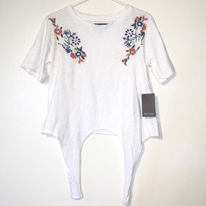 Floral Embroidered White Tie-up Top!